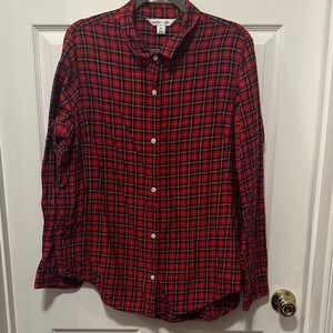 Old Navy Red and Black Plaid Lightweight Flannel Shirt